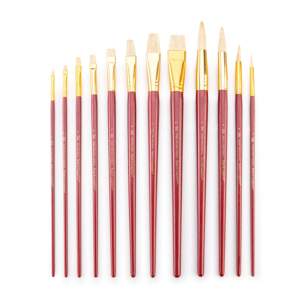 Royal And Langnickel RSET-9319 | 12pc White Bristle Long Handle Variety Brush Set