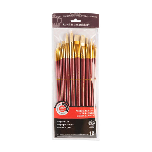 royal and langnickel RSET-9319 | 12pc White Bristle Long Handle Variety Brush Set