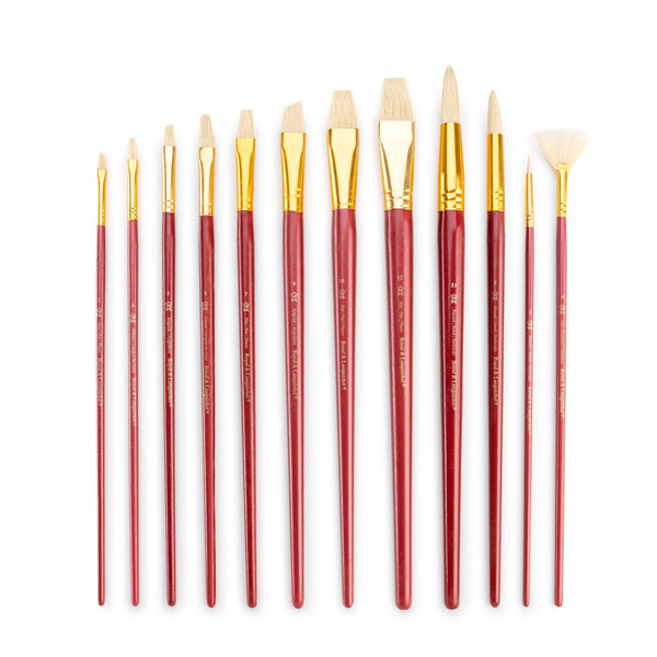 Royal And Langnickel RSET-9320 | 12pc White Bristle Long Handle Variety Brush Set