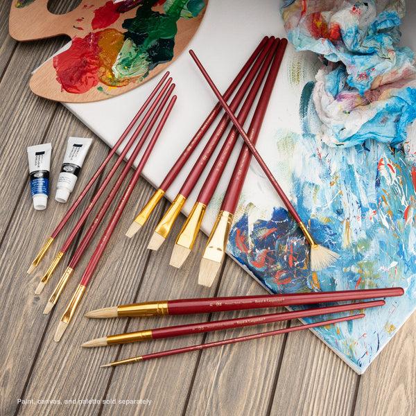 Royal And Langnickel RSET-9320 | 12pc White Bristle Long Handle Variety Brush Set