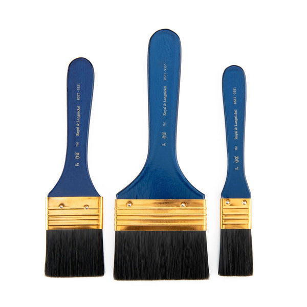 Royal And Langnickel RSET-9351 | 3pc Black Taklon Flat Large Area Brush Set