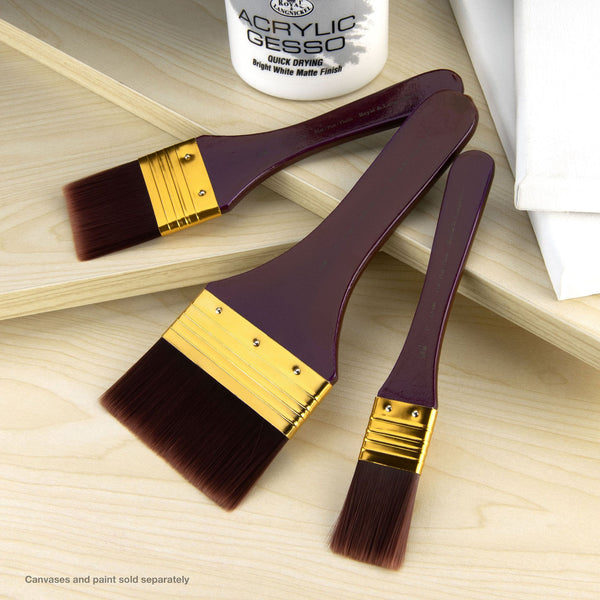 Royal And Langnickel RSET-9353 | 3pc Burgundy Taklon Flat Large Area Brush Set