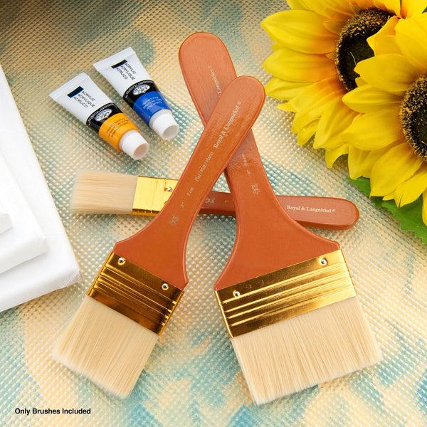 Royal And Langnickel RSET-9354 | 3pc Bone Taklon Flat Large Area Brush Set