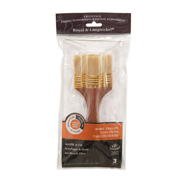 royal and langnickel RSET-9354 | 3pc Bone Taklon Flat Large Area Brush Set