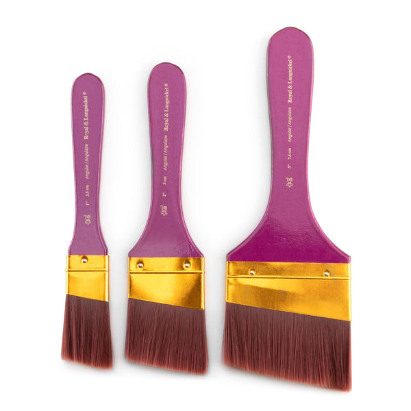 Royal And Langnickel RSET-9358 | 3pc Burgundy Taklon Large Area Angular Brush Set