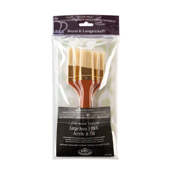 royal and langnickel RSET-9359 | 3pc Firm Bone Taklon Large Area Angular Brush Set