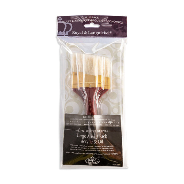 royal and langnickel RSET-9360 | 3pc Firm White Bristle Large Area Angular Brush Set