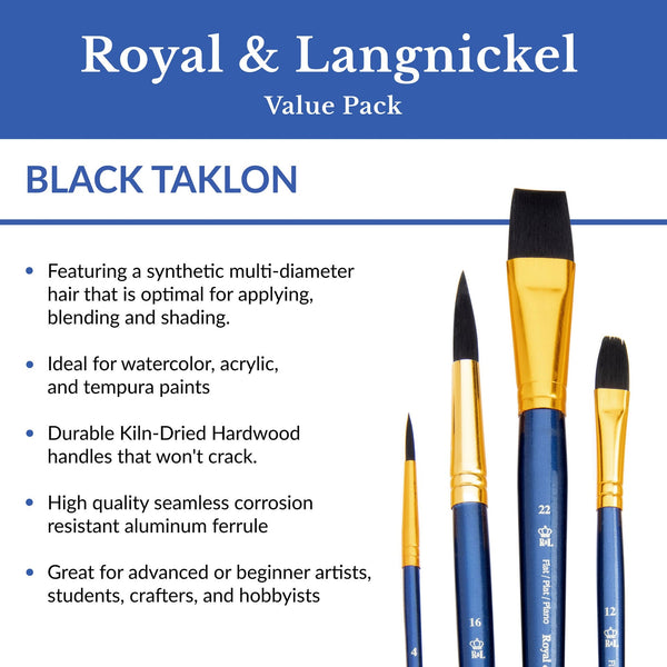 Royal And Langnickel RSET-9383 | 25pc Black Taklon Variety Brush Set