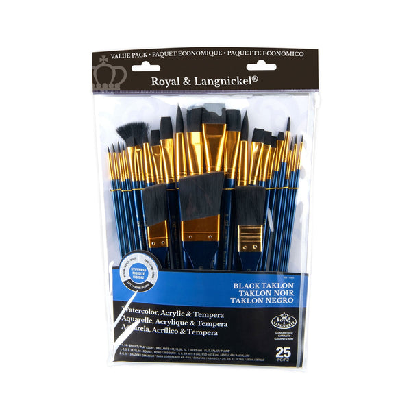 royal and langnickel RSET-9383 | 25pc Black Taklon Variety Brush Set