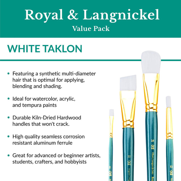 Royal And Langnickel RSET-9385 | 25pc White Taklon Variety Brush Set