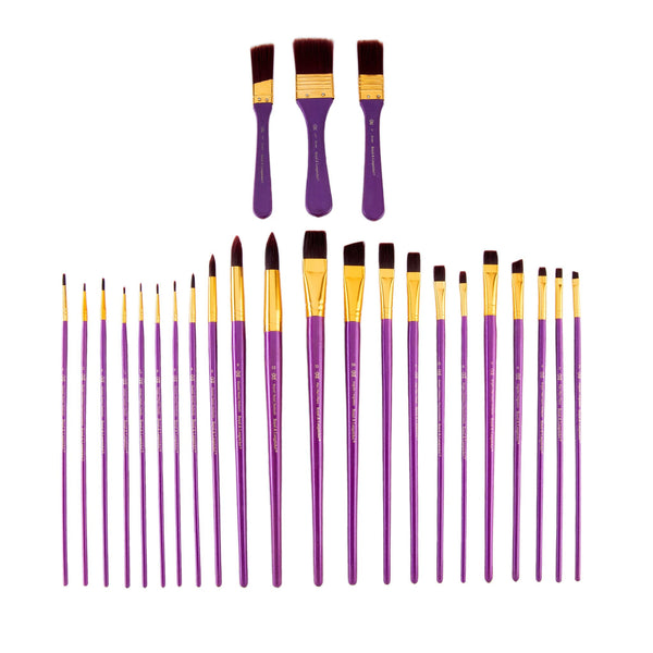 Royal And Langnickel RSET-9386 | 25pc Burgundy Taklon Variety Brush Set