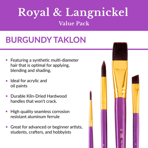 Royal And Langnickel RSET-9386 | 25pc Burgundy Taklon Variety Brush Set