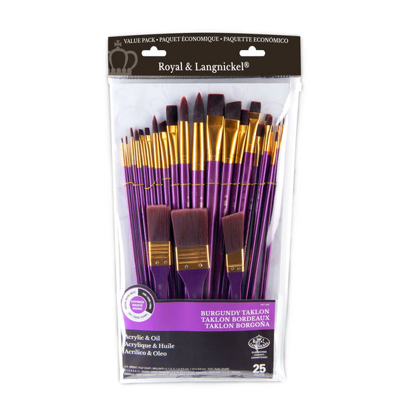 royal and langnickel RSET-9386 | 25pc Burgundy Taklon Variety Brush Set
