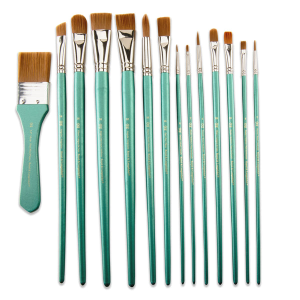 Royal And Langnickel RSET-9404 | 15pc Brown Taklon Long Handle Variety Brush Set