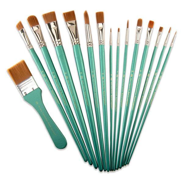 Royal And Langnickel RSET-9404 | 15pc Brown Taklon Long Handle Variety Brush Set