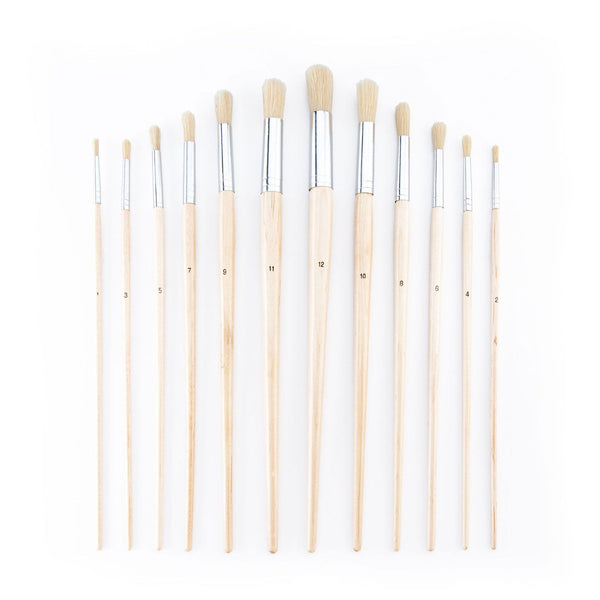 Royal And Langnickel RSET-9602 | 12pc Stiff White Bristle Round Brush Set