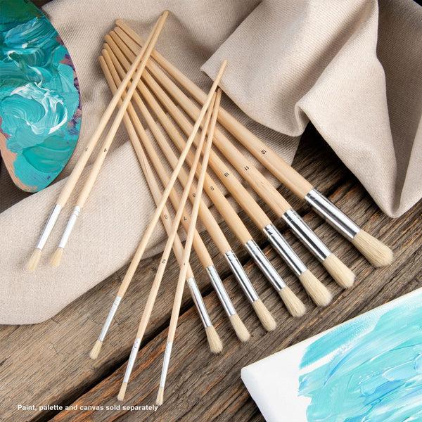 Royal And Langnickel RSET-9602 | 12pc Stiff White Bristle Round Brush Set