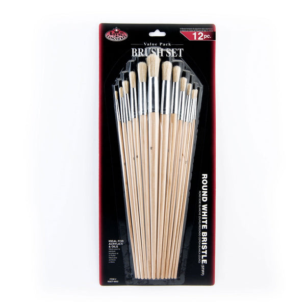 royal and langnickel RSET-9602 | 12pc Stiff White Bristle Round Brush Set