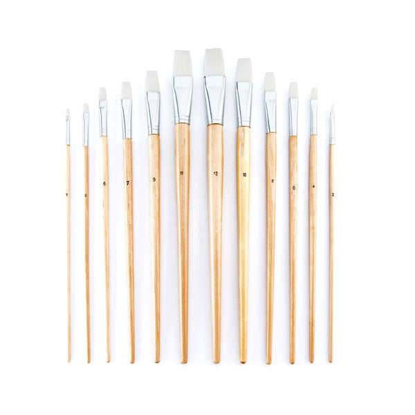 Royal And Langnickel RSET-9605 | 12pc White Taklon Flat Brush Set