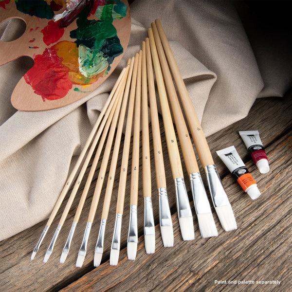 Royal And Langnickel RSET-9605 | 12pc White Taklon Flat Brush Set