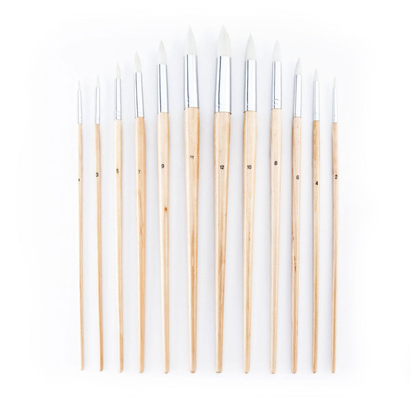 Royal And Langnickel RSET-9606 | 12pc White Taklon Round Brush Set