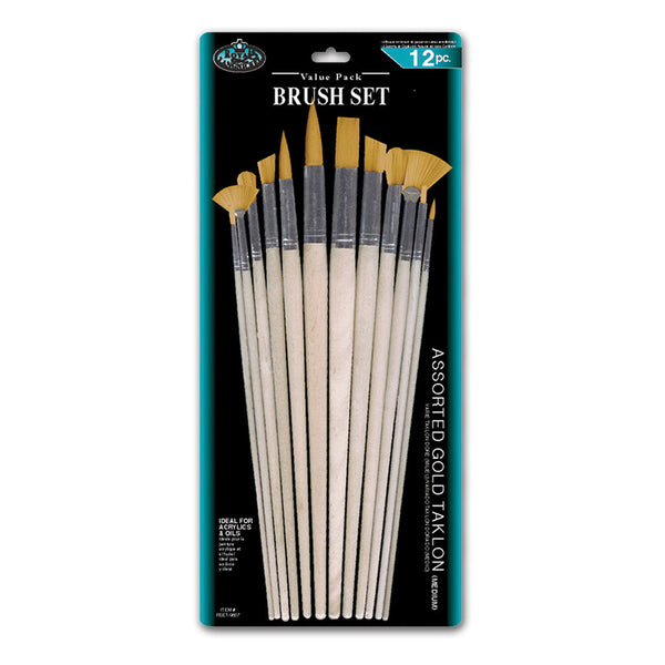 royal and langnickel RSET-9607 | 12pc Gold Taklon Variety Brush Set