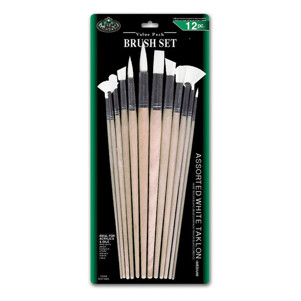 royal and langnickel RSET-9608 | 12pc White Taklon Variety Brush Set