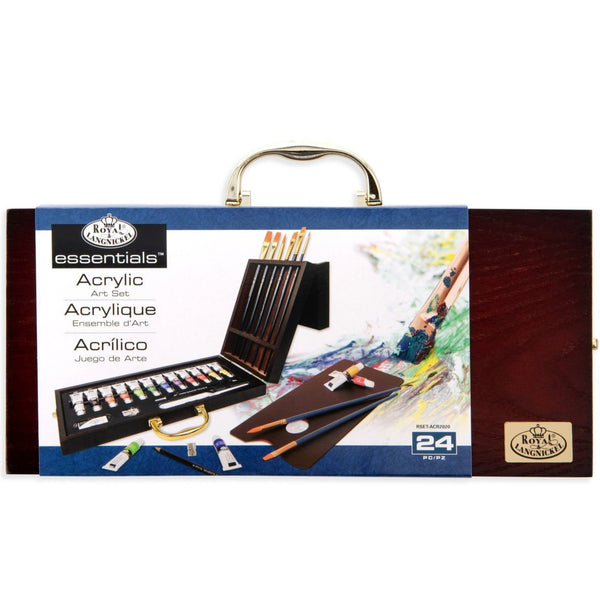 royal and langnickel RSET-ACR2020 | Essentials™ 24pc Acrylic Painting Long Handle Travel Art Set