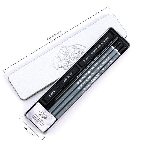 Royal And Langnickel RSET-ART2612 | 8pc Charcoal Mini Tin Set