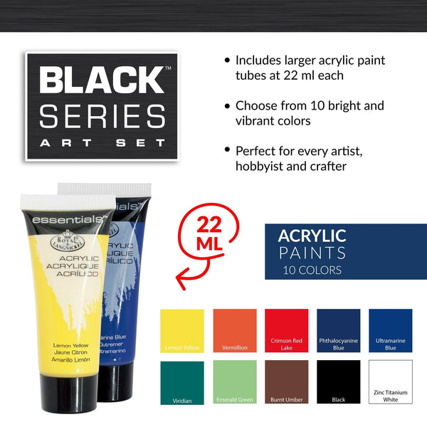 Royal And Langnickel RSET-ART4107 | Essentials™ 18pc Black Series Acrylic Art Set
