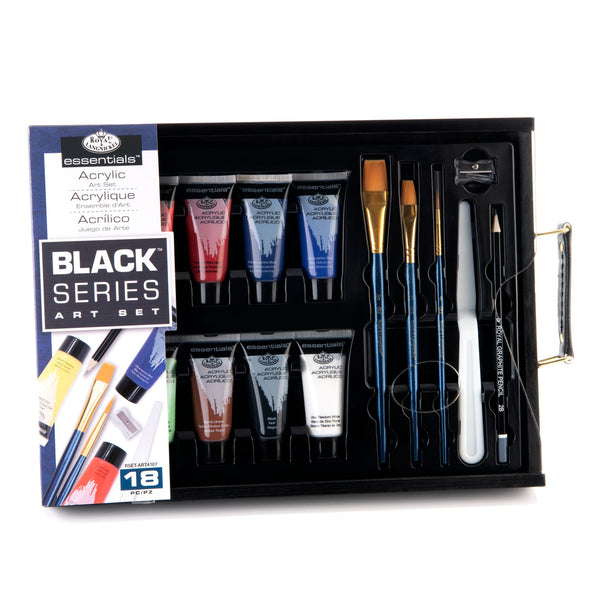 royal and langnickel RSET-ART4107 | essentials™ 18pc Black Series Acrylic Art Set