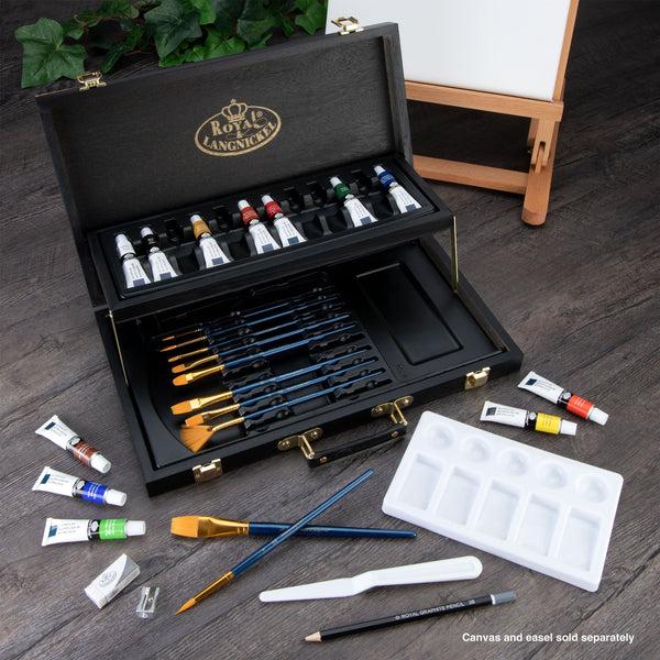 Royal And Langnickel RSET-ART4204 | Essentials™ 28pc Black Series Acrylic Wooden Box Art Set