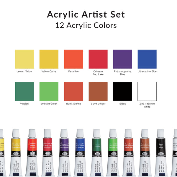 Royal And Langnickel RSET-ART4204 | Essentials™ 28pc Black Series Acrylic Wooden Box Art Set