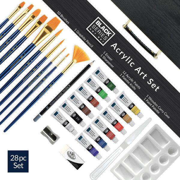 Royal And Langnickel RSET-ART4204 | Essentials™ 28pc Black Series Acrylic Wooden Box Art Set