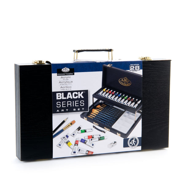 royal and langnickel RSET-ART4204 | essentials™ 28pc Black Series Acrylic Wooden Box Art Set