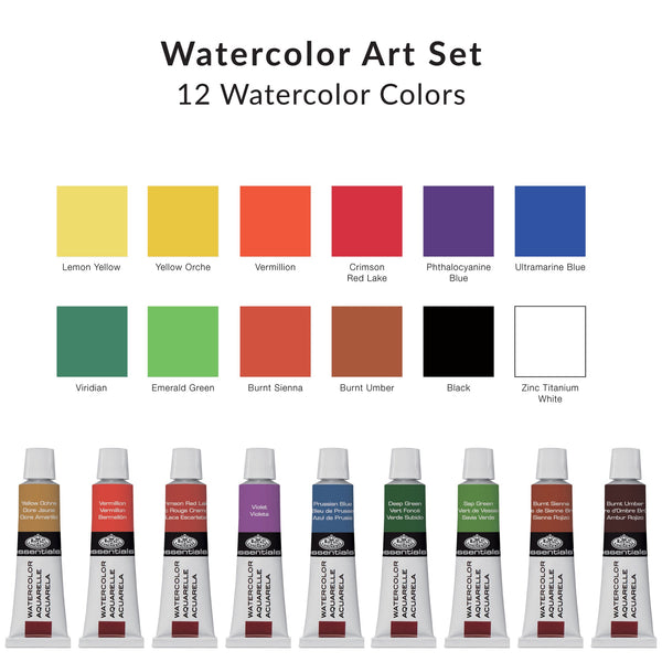 Royal And Langnickel RSET-ART4205 | Essentials™ 28pc Black Series Watercolor Wooden Box Art Set