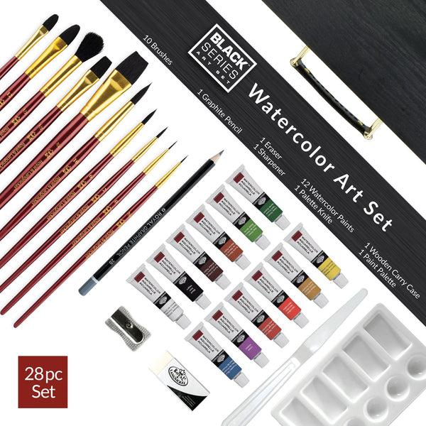Royal And Langnickel RSET-ART4205 | Essentials™ 28pc Black Series Watercolor Wooden Box Art Set