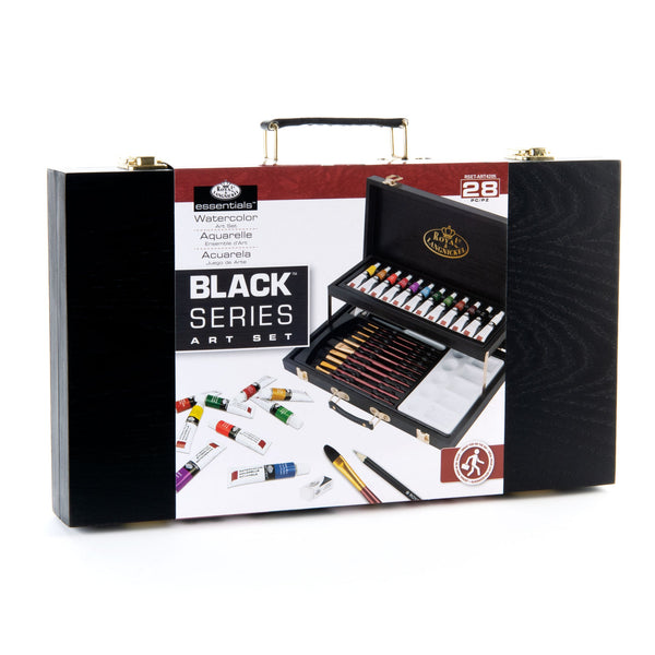 royal and langnickel RSET-ART4205 | Essentials™ 28pc Black Series Watercolor Wooden Box Art Set