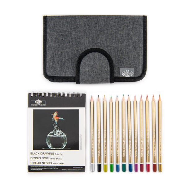 Royal And Langnickel RSET-FS111 | Essentials™ 14pc Travel Metallic Drawing Folio Art Set