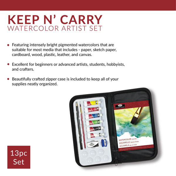 Royal And Langnickel RSET-KCWP | Essentials™ 13pc Watercolor Painting Keep N' Carry Travel Art Set