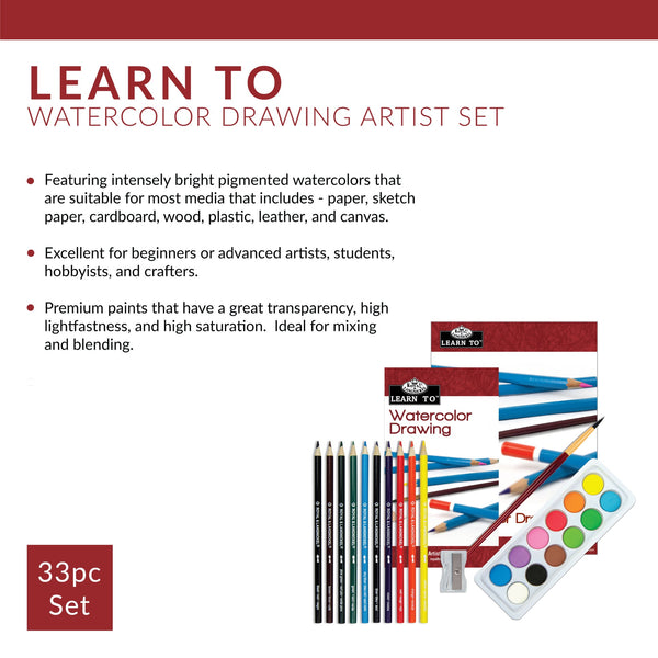 Royal And Langnickel RSET-LT251 | Learn To™ 33pc Watercolor Drawing Art Set