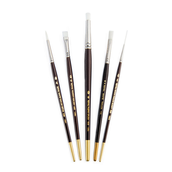 Royal And Langnickel RSET-RF1 | White Taklon™ 5pc Fabric Painting Brush Set