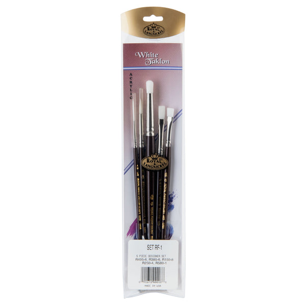 royal and langnickel RSET-RF1 | White Taklon™ 5pc Fabric Painting Brush Set