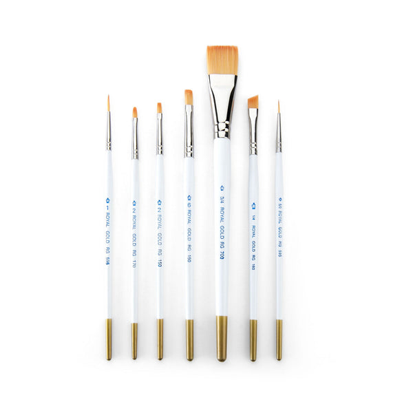 Royal And Langnickel RSET-RG7 | Royal Gold™ 7pc Golden Taklon Variety Brush Set