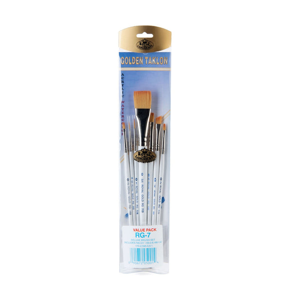 royal and langnickel RSET-RG7 | Royal Gold™ 7pc Golden Taklon Variety Brush Set
