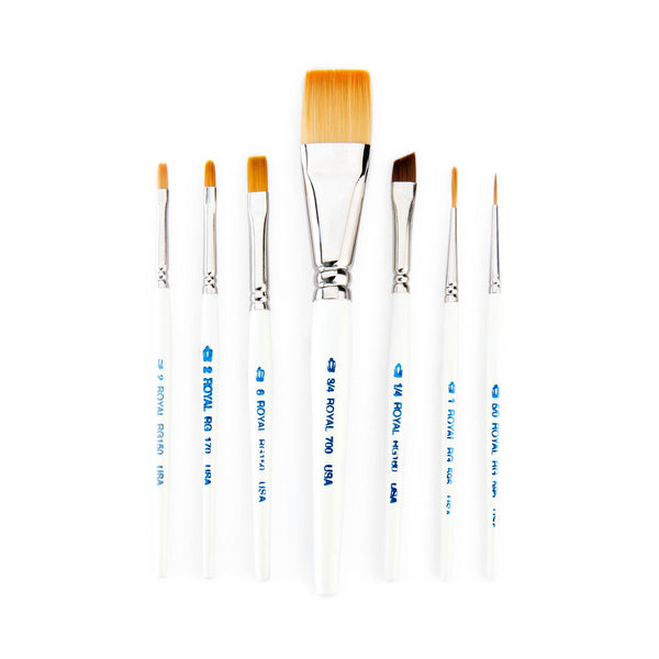 Royal And Langnickel RSET-RG7S | Royal Gold™ 7pc Golden Taklon Variety Short Handle Brush Set