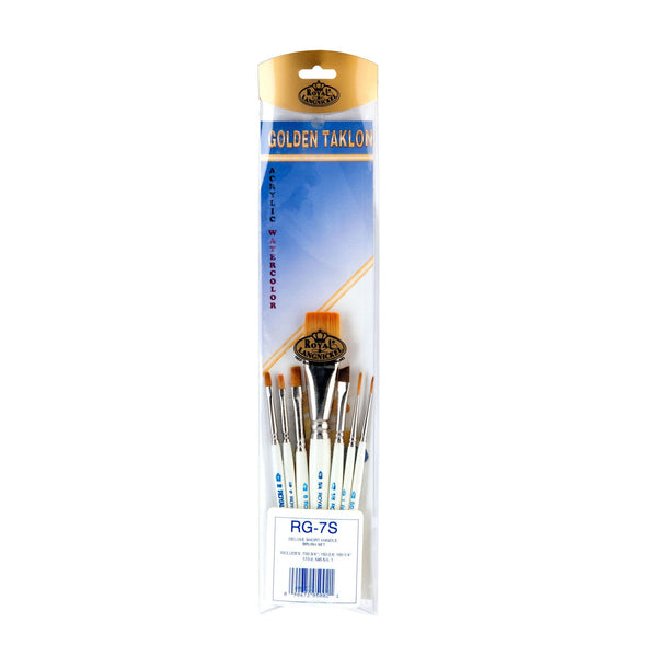 royal and langnickel RSET-RG7S | Royal Gold™ 7pc Golden Taklon Variety Short Handle Brush Set