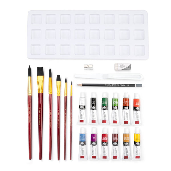Royal And Langnickel RSET-WAT2020 | Essentials™ 24pc Watercolor Painting Long Handle Travel Art Set