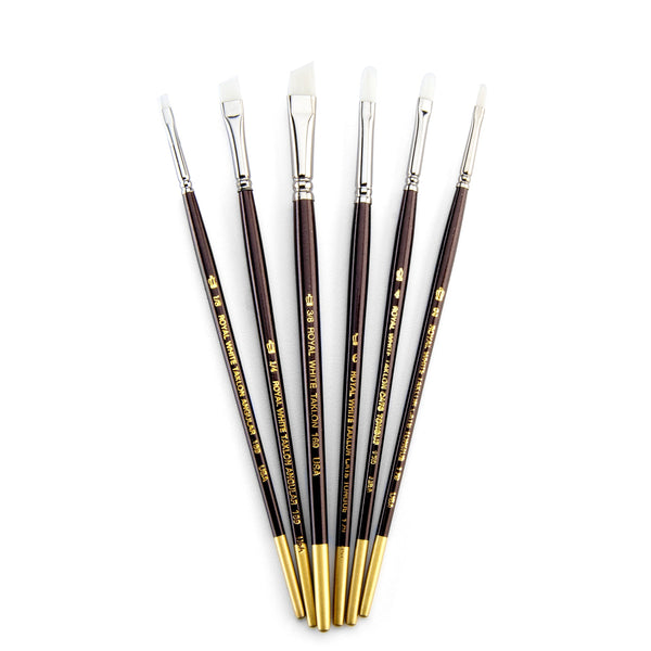 Royal And Langnickel RSET-WFIL/ANG | White Taklon™ 6pc Filbert/Angular Brush Set