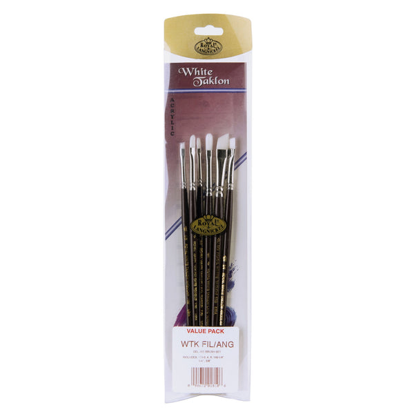 royal and langnickel RSET-WFIL/ANG | White Taklon™ 6pc Filbert/Angular Brush Set